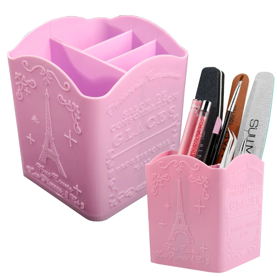 Nail File Titanium - 4-Compartment Nail Art Brush Holder, Storage