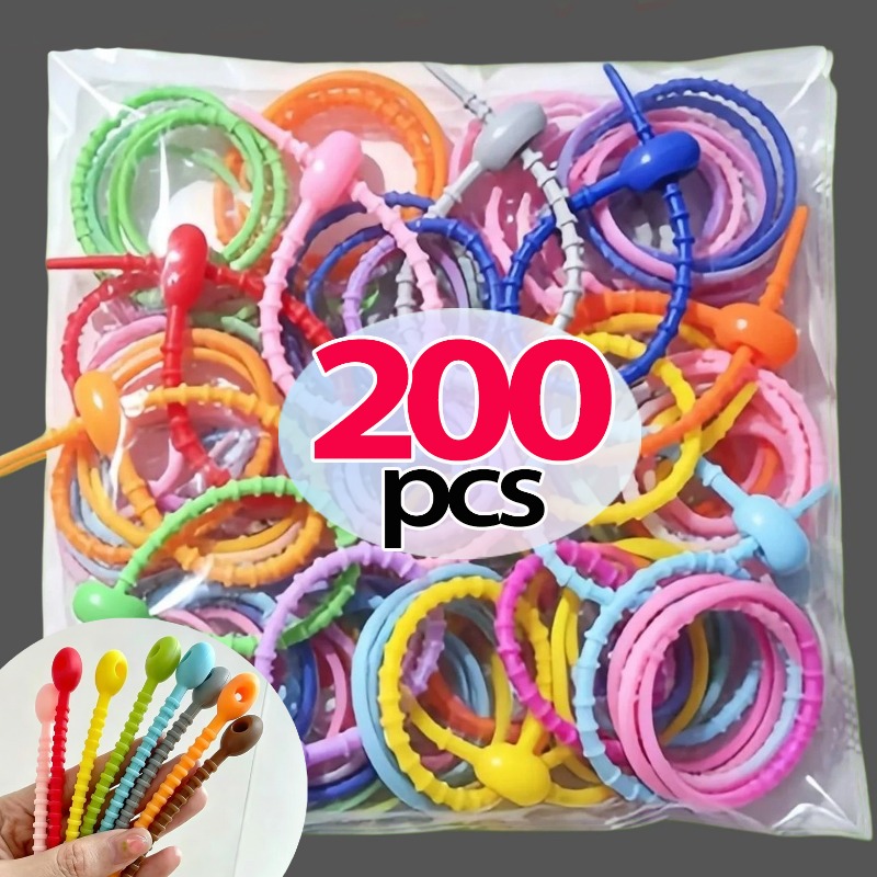 Cable Winder Keychain - 10/200Pcs Silicone Cable Ties Multicolor Cable