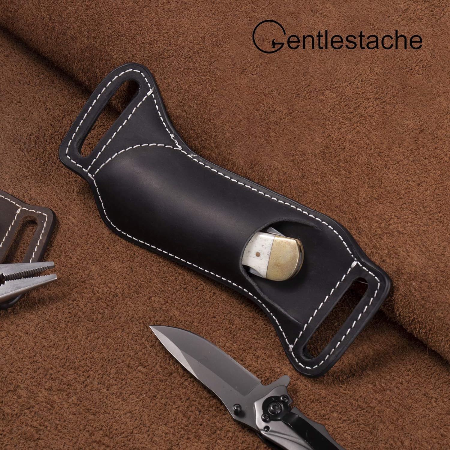5 Inch Folding Knife Holster E - Leather Edc. Carry Pouch recension och pris