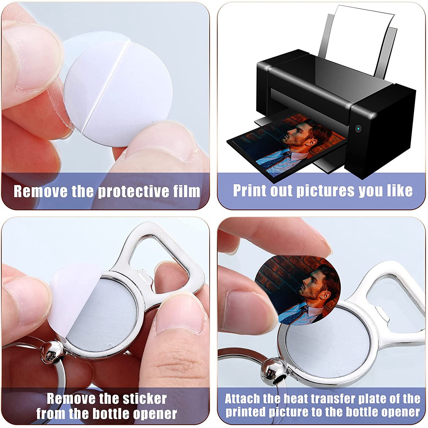 AED7-10 Pcs Sublimation Blank  - Bottle Opener Keyring recension och pris
