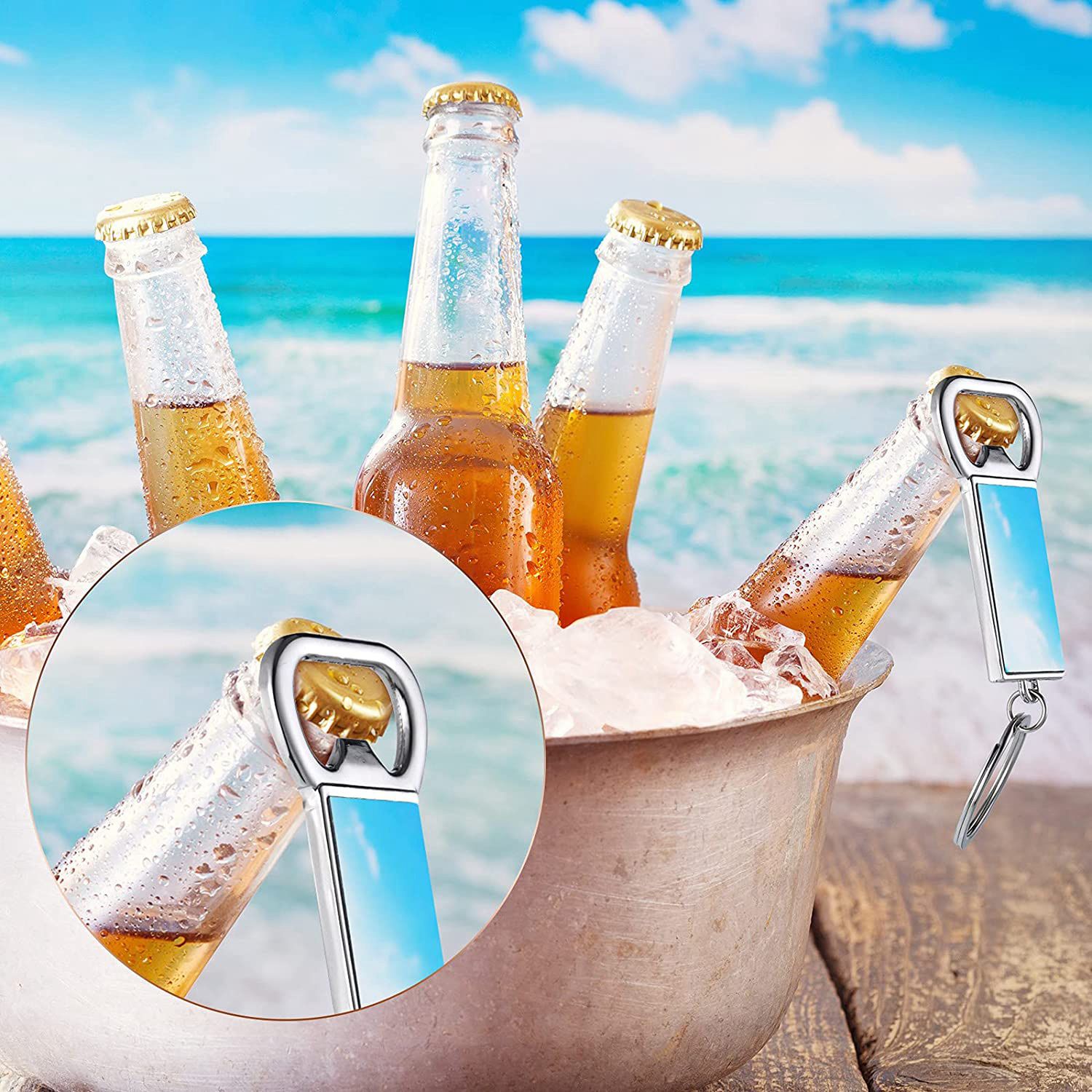 AED7-10 Pcs Sublimation Blank  - Bottle Opener Keyring recension och pris