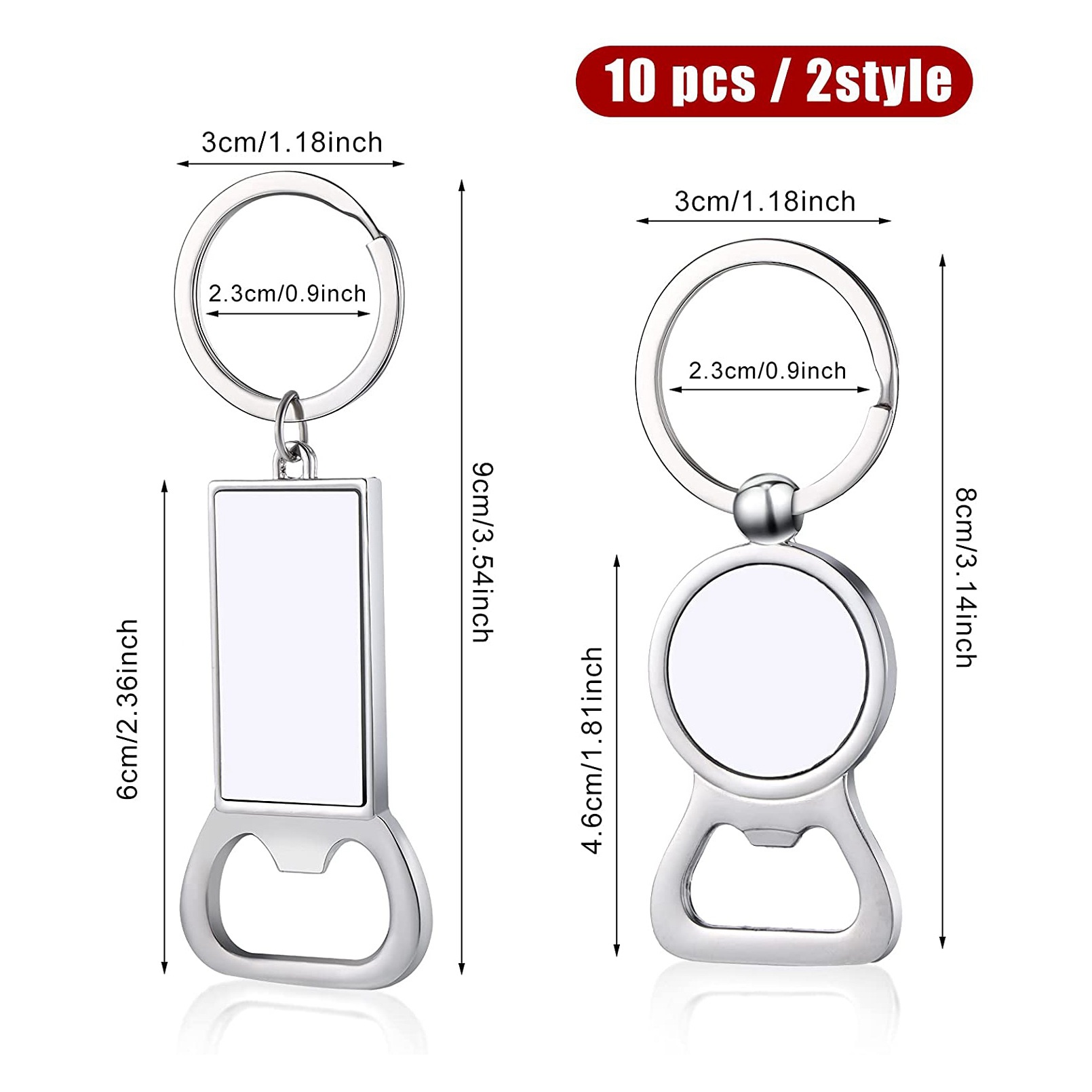 AED7-10 Pcs Sublimation Blank  - Bottle Opener Keyring recension och pris